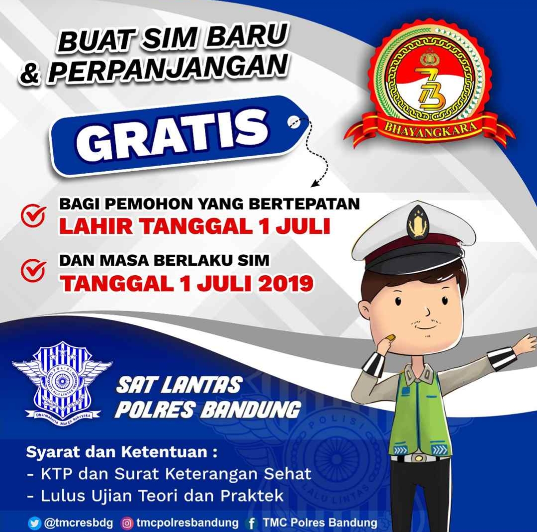 Sat Lantas Polres Bandung “Gratiskan” Pembuatan dan Perpanjangan SIM