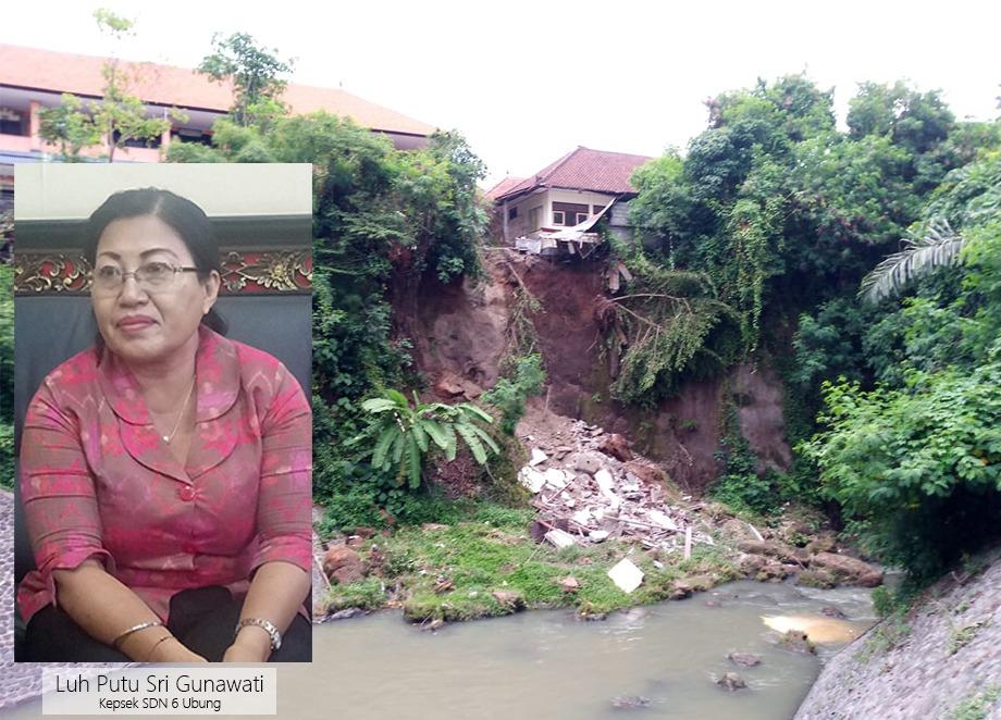 Kasek SD 6 Ubung Bantah Pemkot Cueki Penanganan Senderan Longsor di SDN 6 Ubung, Kordinasi Dengan BWS Telah Dilaksanakan Sejak 2016