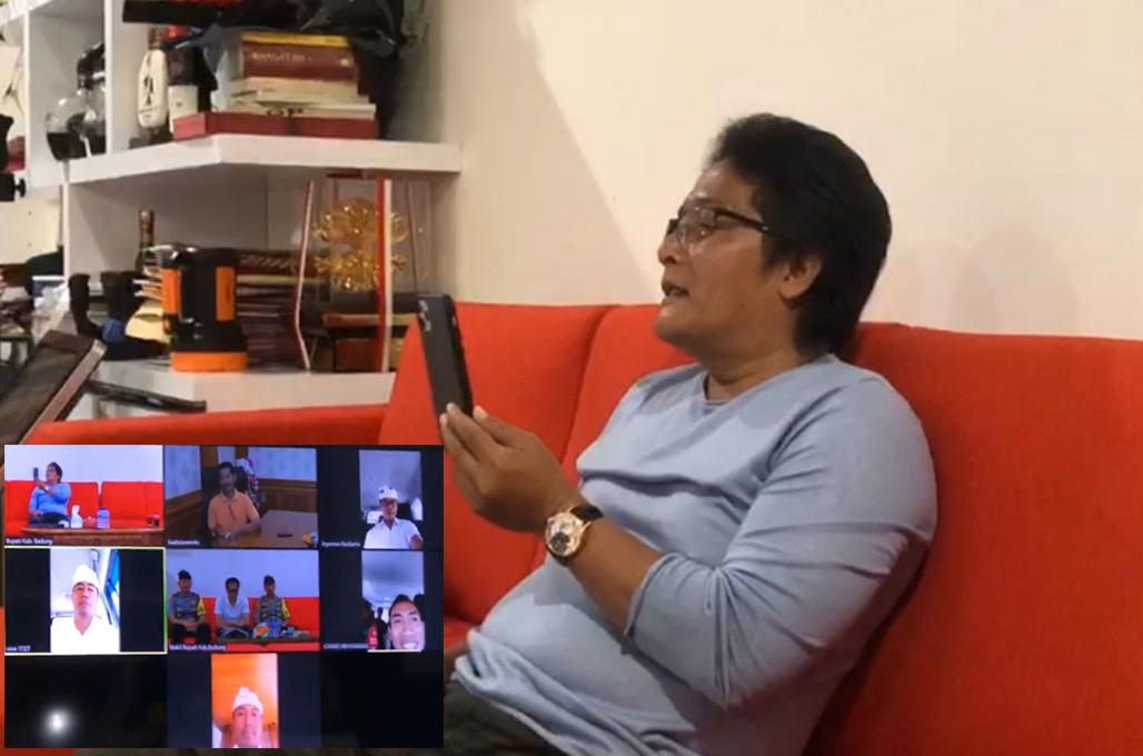 Bentuk Penerapan Social Distancing di Badung, Bupati Giri Prasta Pimpin Rapat Via Teleconference dengan Para Camat