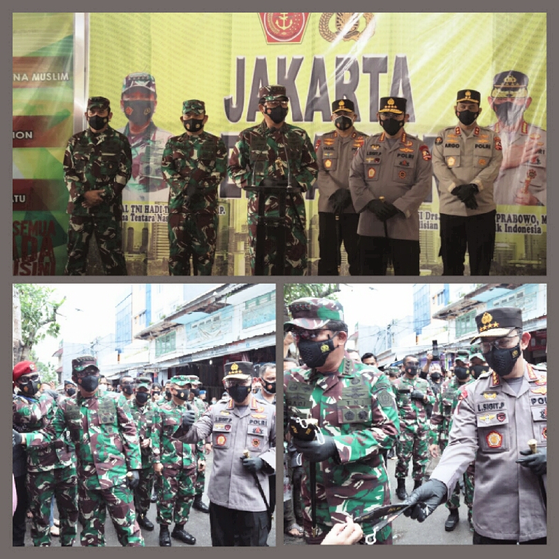 Pantau Prokes, Panglima TNI dan Kapolri Bagikan Masker di Pasar Tanah Abang