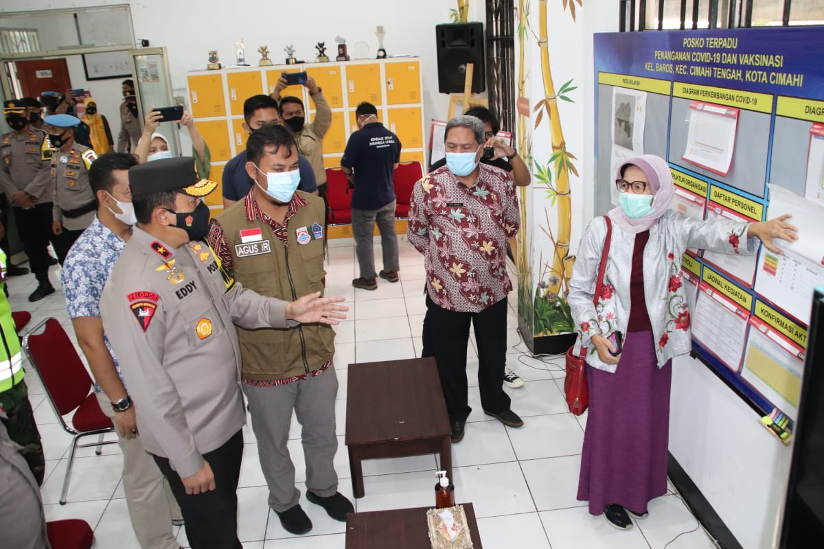 Wakapolda Jabar Cek Pos PPKM Mikro Daerah Wilayah Hukum Polres Cimahi