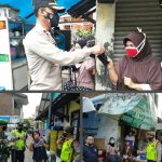 Polsek Kiaracondong Bagikan 1300 Pcs Masker di Pasar Cicaheum Kota Bandung