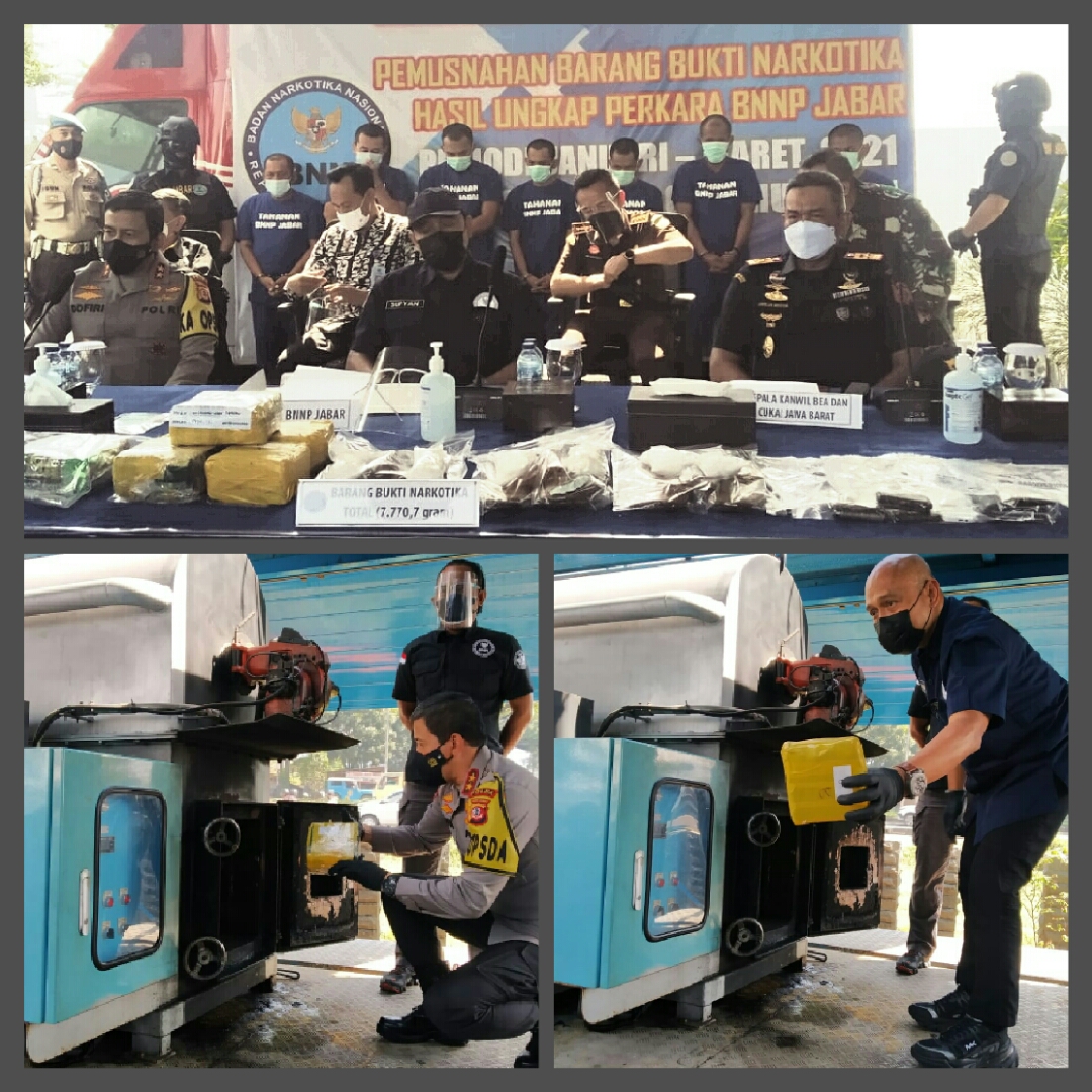 BNNP Jabar Musnahkan 7,7707 Gram Narkotika Jenis Sabu Asal Aceh
