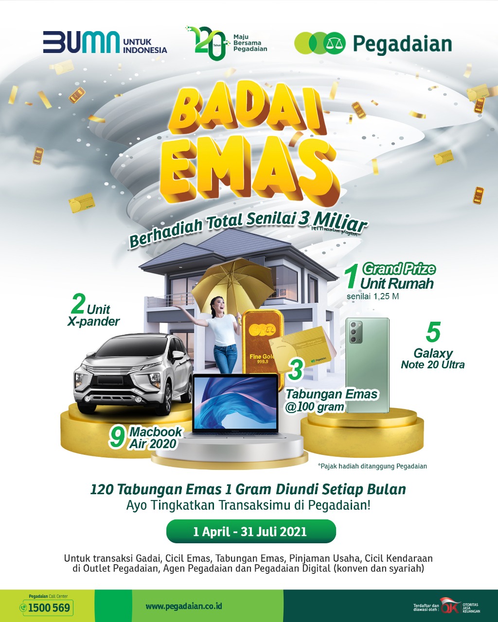 Pegadaian Bagi Hadiah Total 3 Miliar Lewat Program Badai Emas