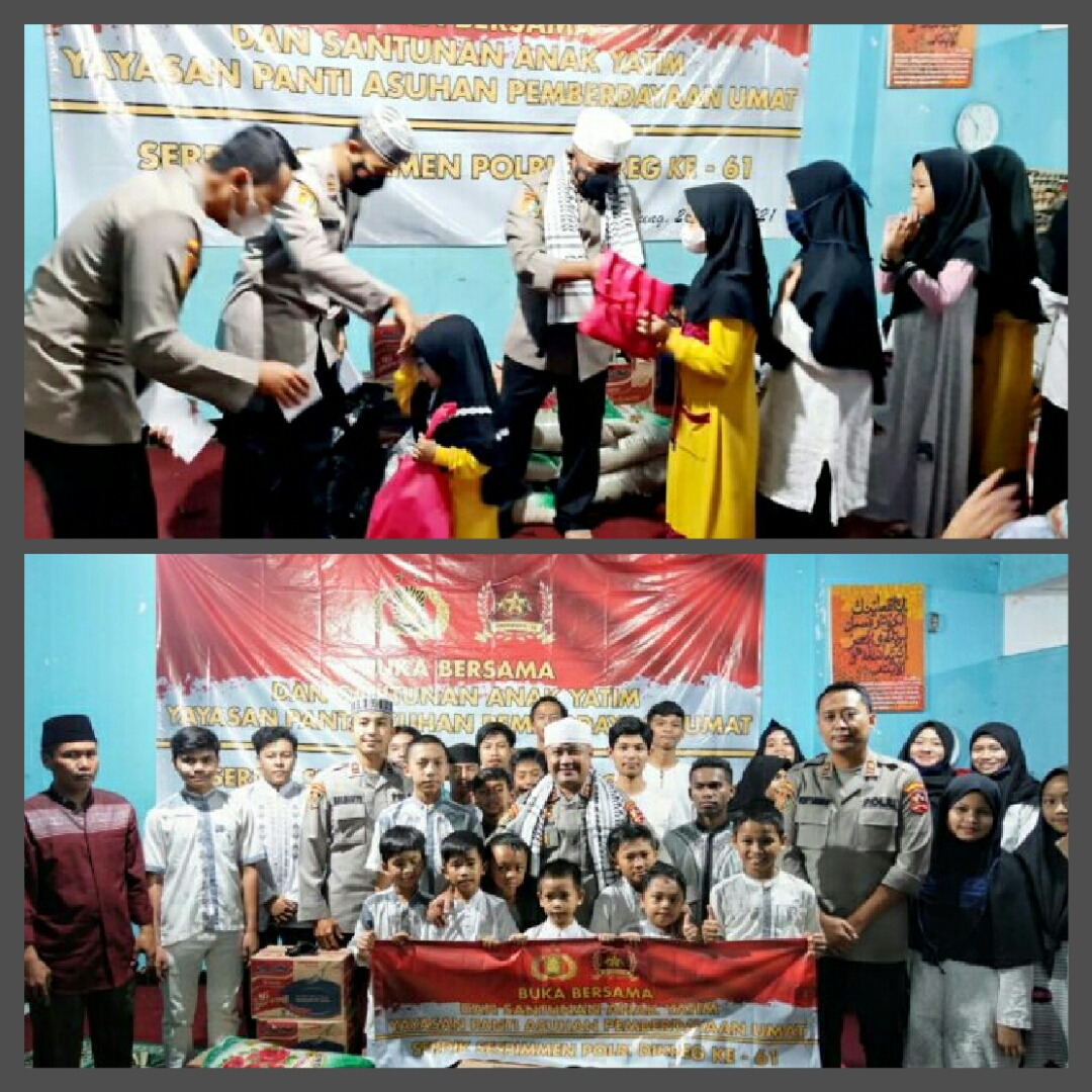 Serdik Sespimmen Polri Dikreg Ke-61 Berbagi Pada Anak Yatim Kota Bandung