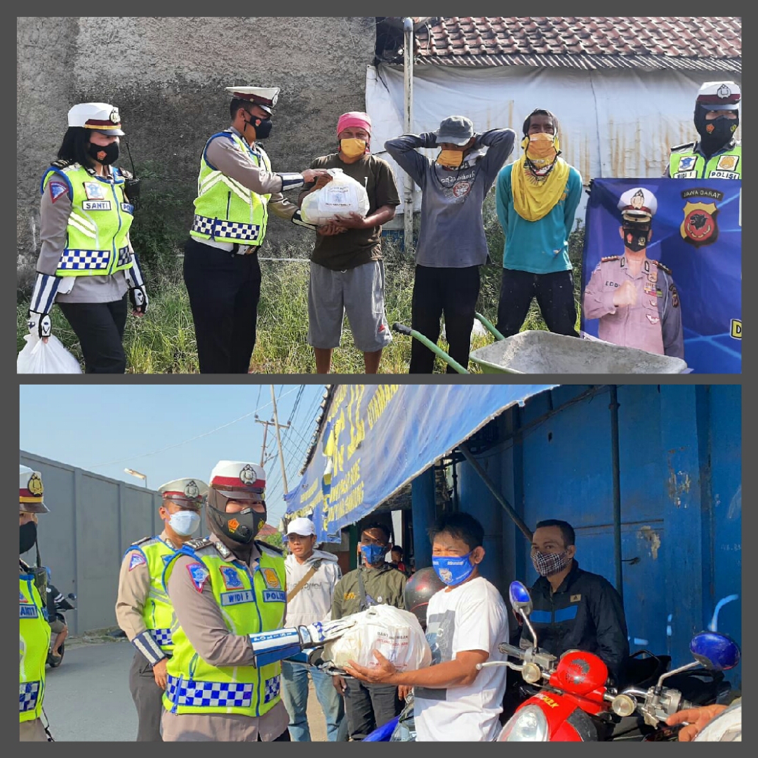 Dit Lantas Polda Jabar Berbagi Sembako Untuk Warga Cileunyi