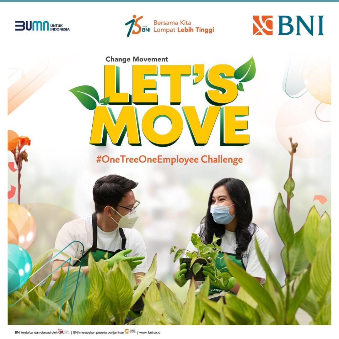 HUT  Ke- 75 BNI ,dengan Menanam ribuan Pohon  guna Selamatkan Alam