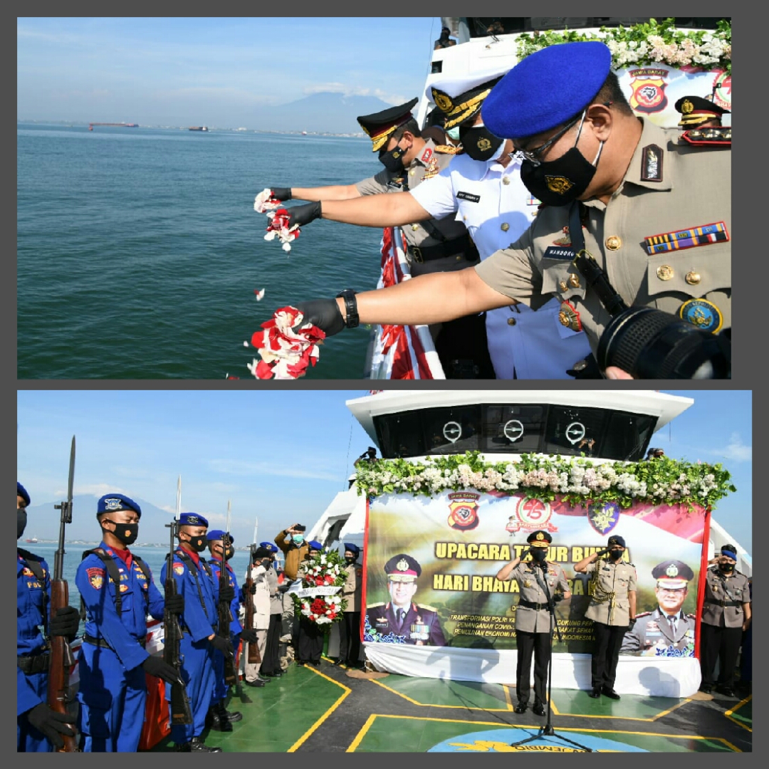 Memperingati Hari Bhayangkara Ke 75, Kapolda Jabar Tabur Bunga Dilaut Cirebon