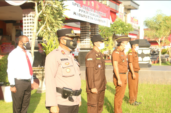 Polres Gianyar Gelar Apel Satgas Gakkum PPKM Darurat Covid-19