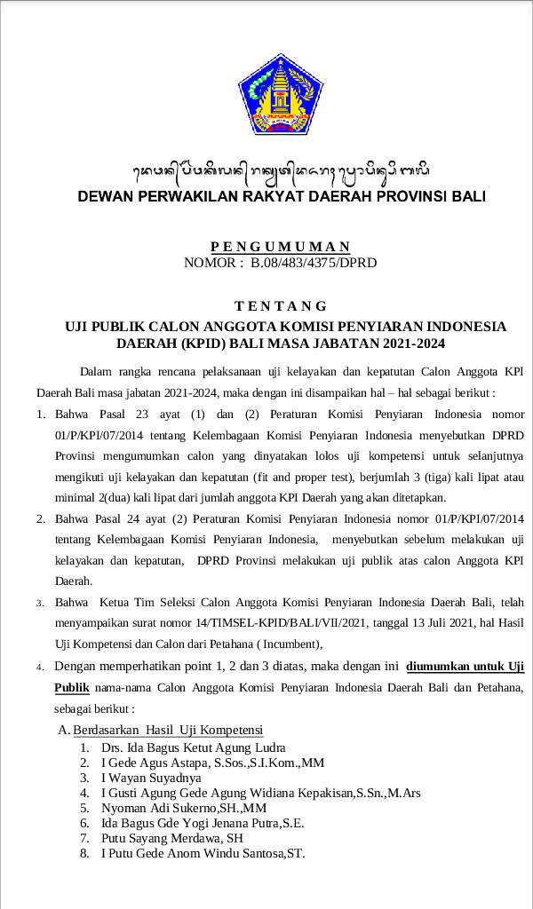 Dewan  Perwakilan Rakyat  Provinsi  Bali