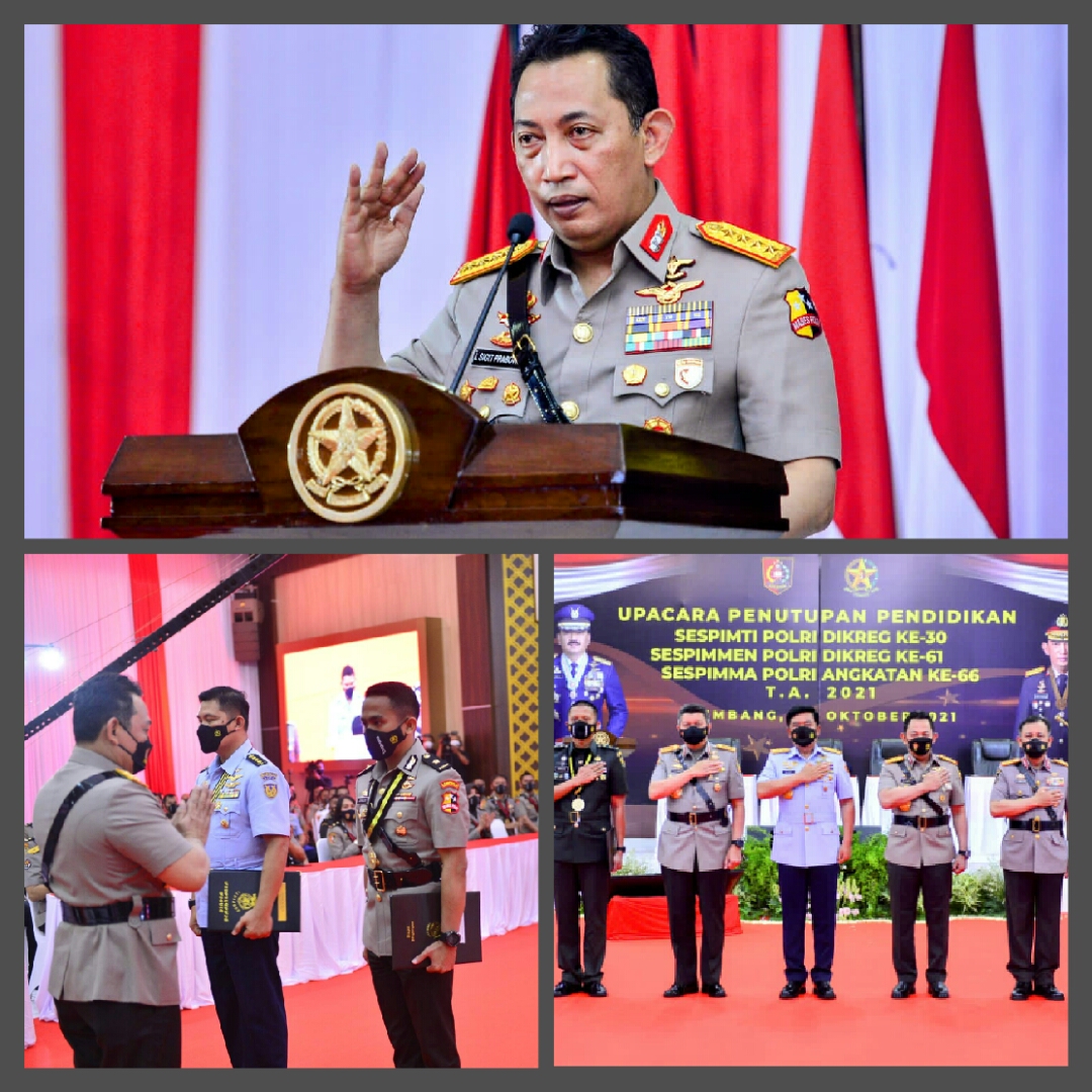 Tutup Sespimti Dikreg Ke-30, Sespimmen Dikreg Ke 61 dan Sespimma Angkatan Ke 66, Kapolri : Jadilah Pemimpin yang Layani Warga dan Anggotanya