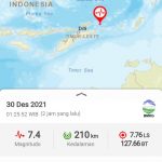 Maluku di Guncang Gempa 7,4 Magnitudo , Dirasakan di NTT, Kalimantan dan Papua