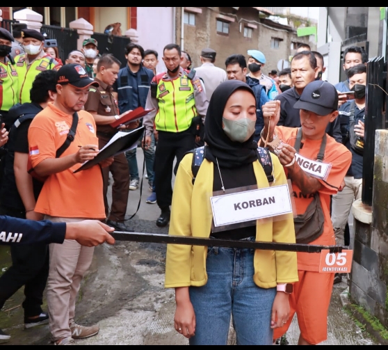 Sat Reskrim Polres Cimahi Gelar Rekonstruksi Pembunuhan Anak SD di Cimahi