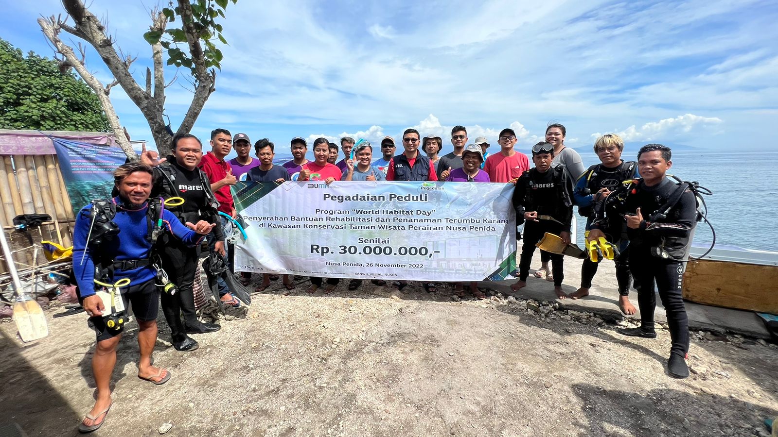 Pegadaian Tanam 3000 Bibit Terumbu Karang untuk Menjaga Kelestarian Ekosistem Lautan dan ikut mendukung pariwisata Taman Wisata Perairan Nusa Penida