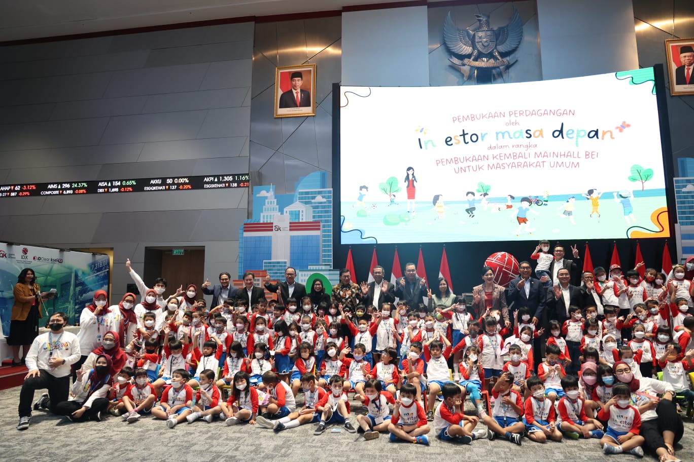 Siswa TK Jadi Tamu Pertama Pembukaan Kembali Main Hall BEI