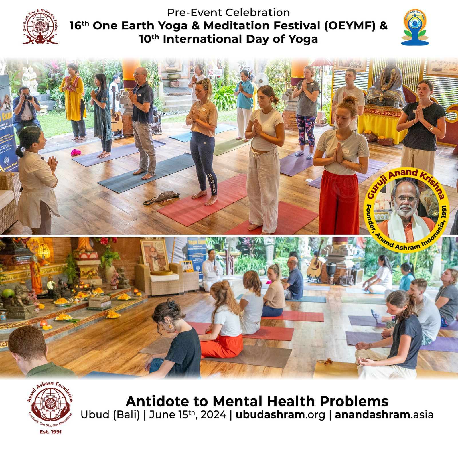 Pre-Event One Earth Yoga & Meditation Festival (OEYMF), Anand Ashram Ubud, 15 Juni 2024