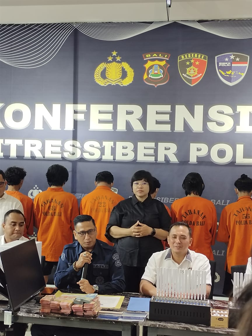 Polda Bali  Ringkus  12 Pelaku  Kasus Tindak Pidana Registrasi Kartu Sim  Ilegal Dan Penjualan Kode OTP Ditressiber