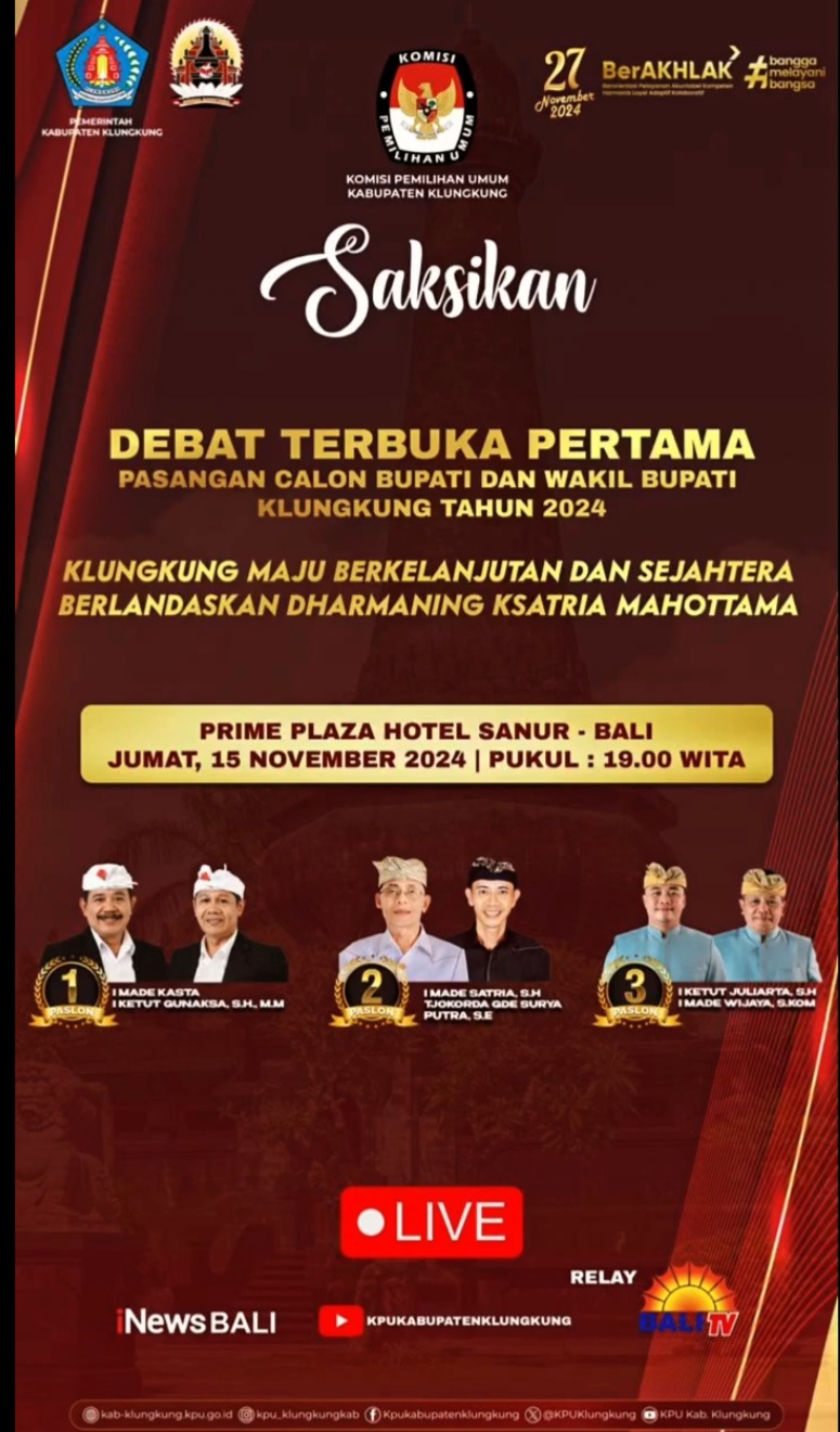 Debat Perdana Pilkada Klungkung 2024: Menghadirkan Solusi Nyata bagi Masyarakat Klungkung