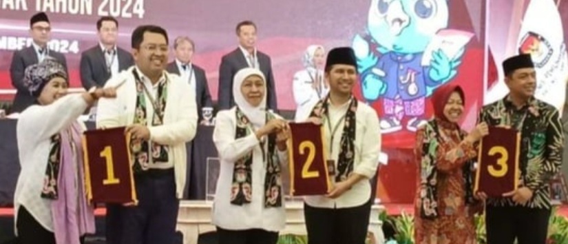 Pilkada Jatim 2024, Paslon gubernur dan wakil gubernur Khofifah-Emil Menang 59,22%.