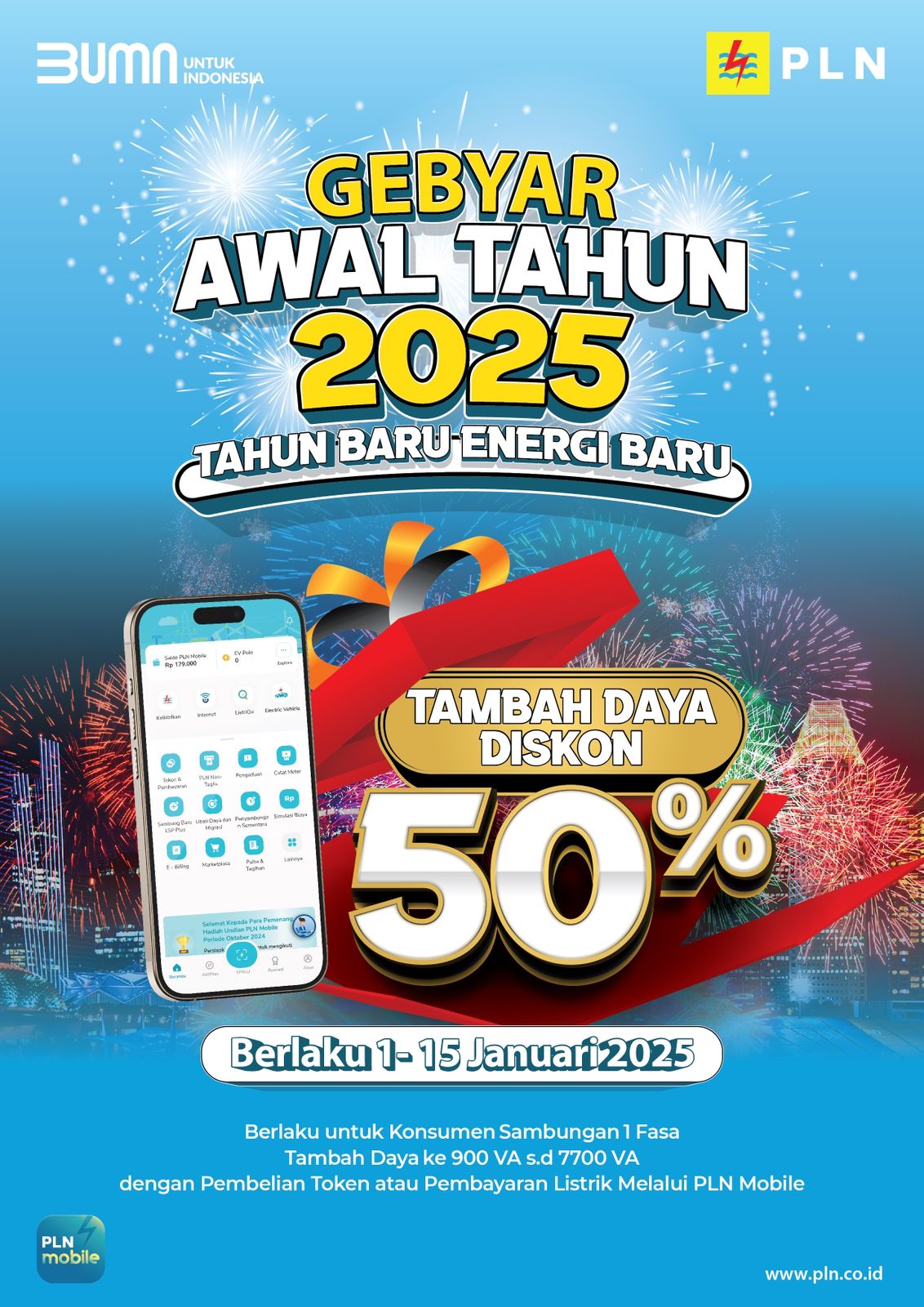 Awal Tahun 2025, PLN Gebyar Tambah Daya 50%