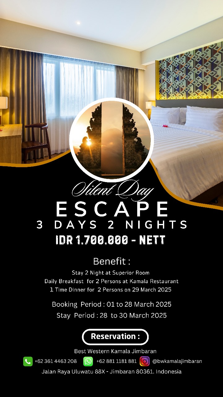 Rayakan  Nyepi dengan Paket Menginap 3 Hari 2 Malam di Best Western Kamala Jimbaran