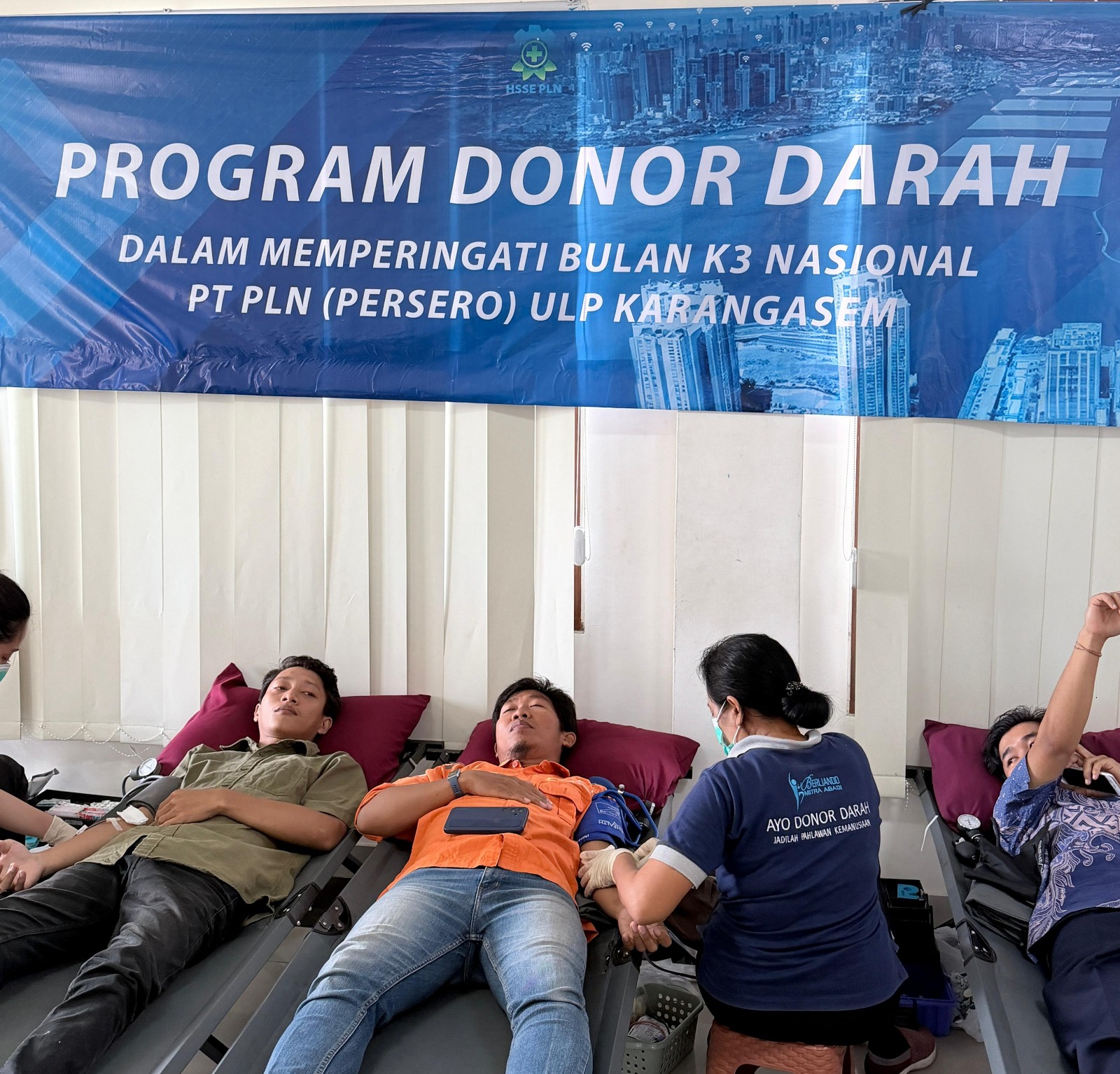Serangkaian Bulan K3 Nasional, PT PLN ULP Karangasem Gelar Donor Darah Bersama PMI