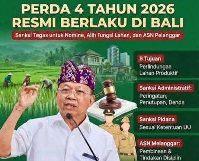 I Wayan Tagel Winarta  :   Perda Nomor 4 Tahun 2026 Untuk Bali Era Baru