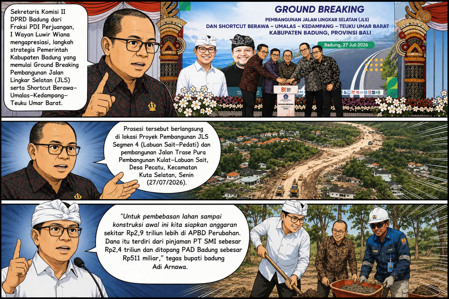 Luwir Wiana  Apresiasi Ground Breaking JLS Badung: Bukti Nyata Komitmen Pemkab Badung atasi Kemacetan
