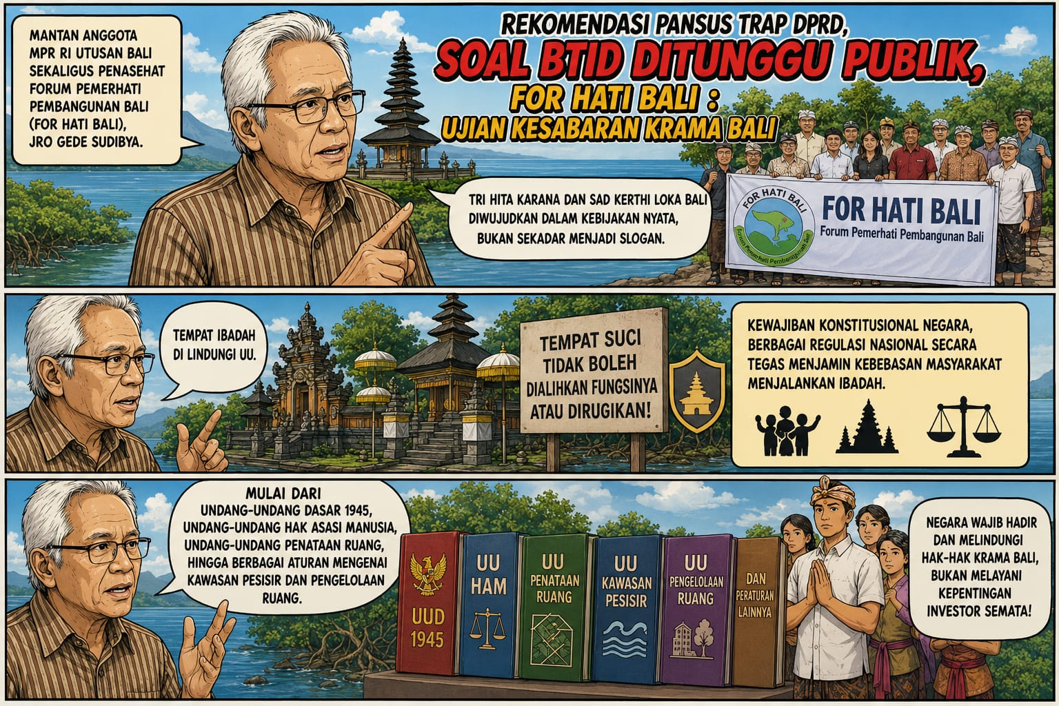 Rekomendasi Pansus TRAP DPRD, Soal BTID Ditunggu Publik, For HATI Bali :  Ujian Kesabaran Krama Bali