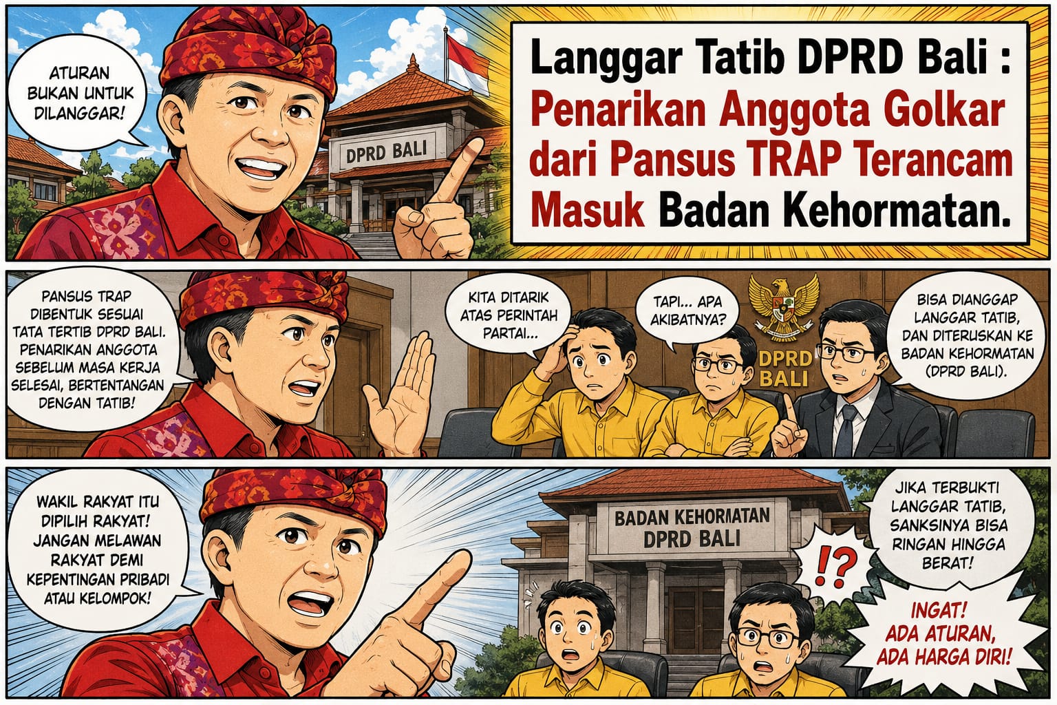 Langgar Tatib DPRD Bali : Penarikan Anggota Golkar dari Pansus TRAP Terancam Masuk Badan Kehormatan