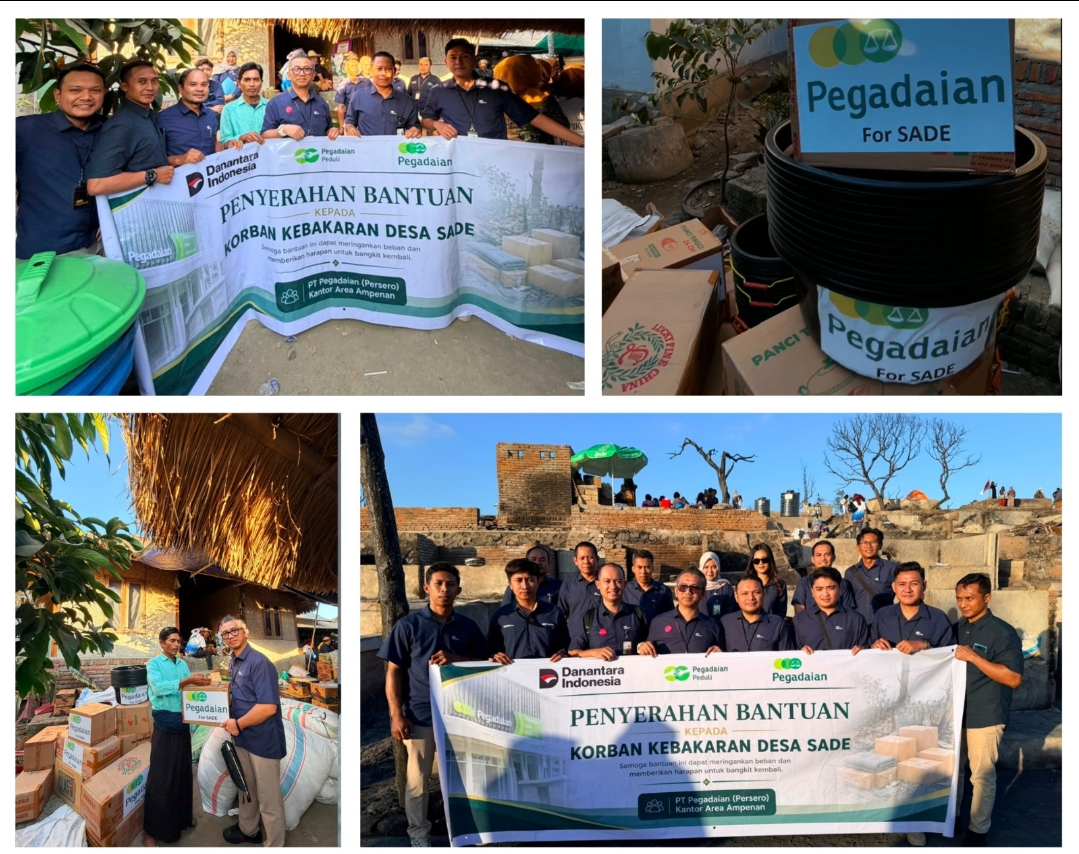Pegadaian kembali Salurkan Bantuan bagi Korban Kebakaran Desa Adat Sade