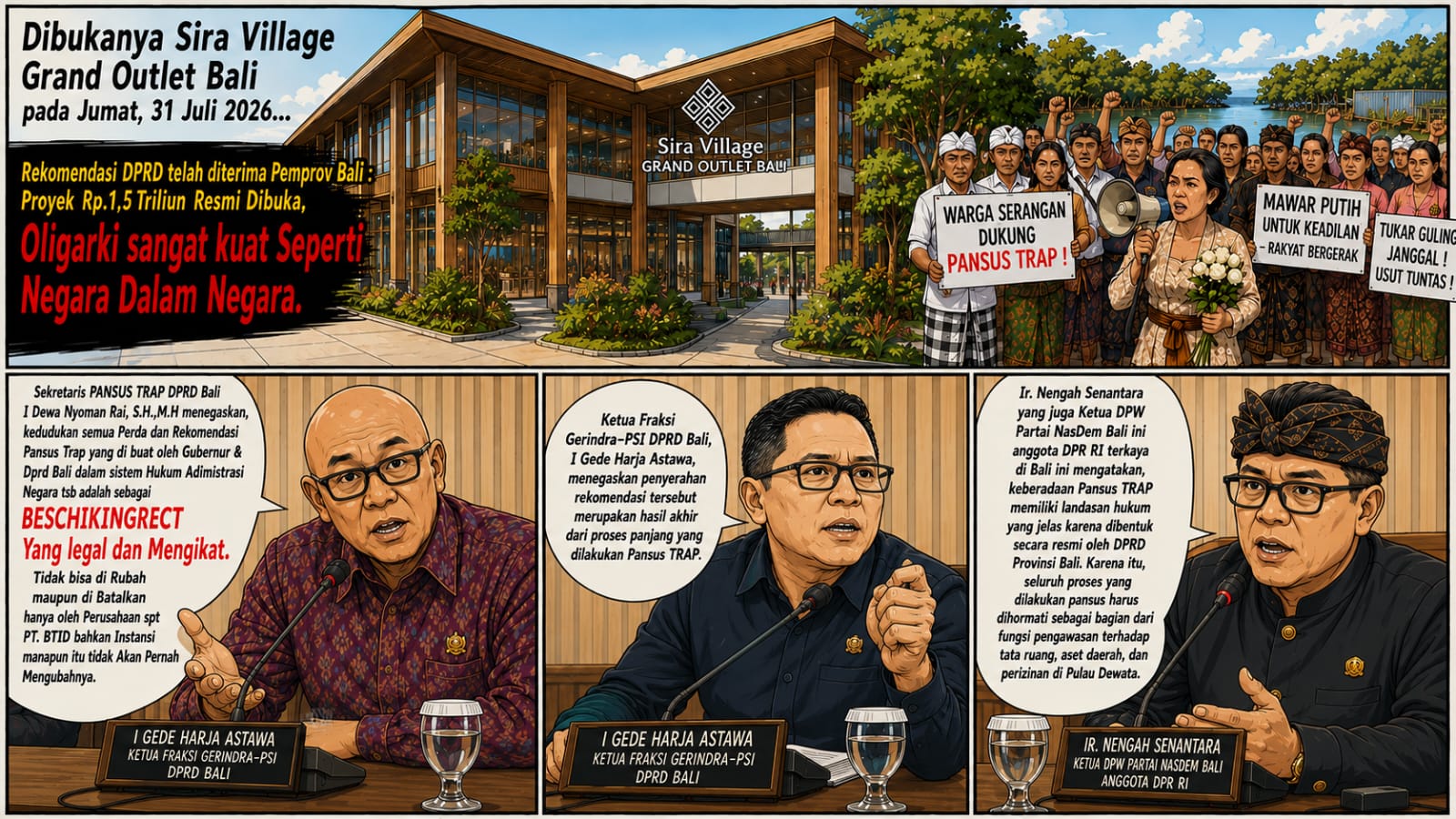 Rekomendasi  DPRD  telah diterima Pemprov Bali : Proyek  Rp.1,5 Triliun  Resmi  Dibuka, Oligarki sangat kuat Seperti  Negara Dalam  Negara 