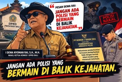 Dewa   Rai  Desak  Kapolda  Bali  Pecat  5  Polisi   Diduga  Backup  Kriminal 