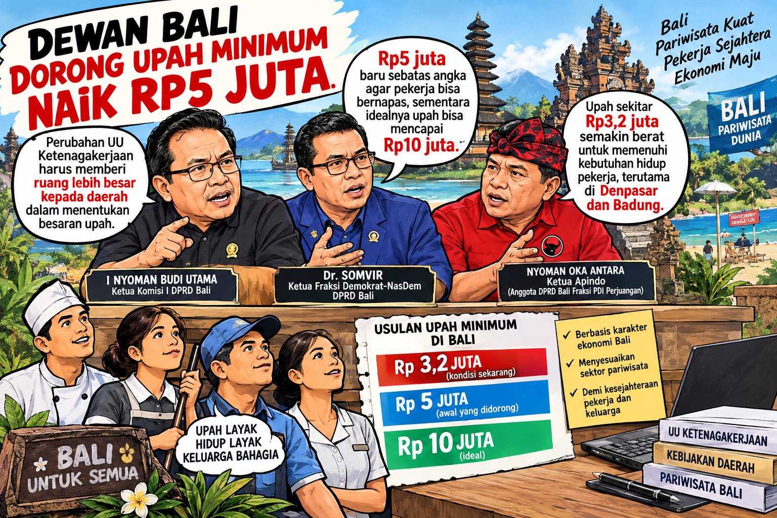 DPRD Bali  Dorong  Upah  Minimum  Naik Rp.5 jt