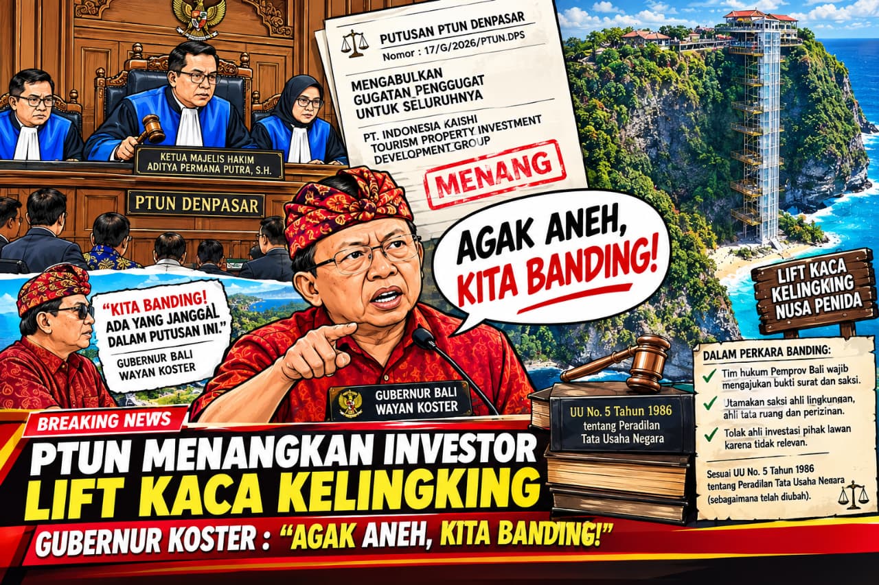 PTUN Menangkan  Investor   Lift Kaca  Kelingking, Gubenur Koster : “AGAK ANEH, KITA BANDING!”